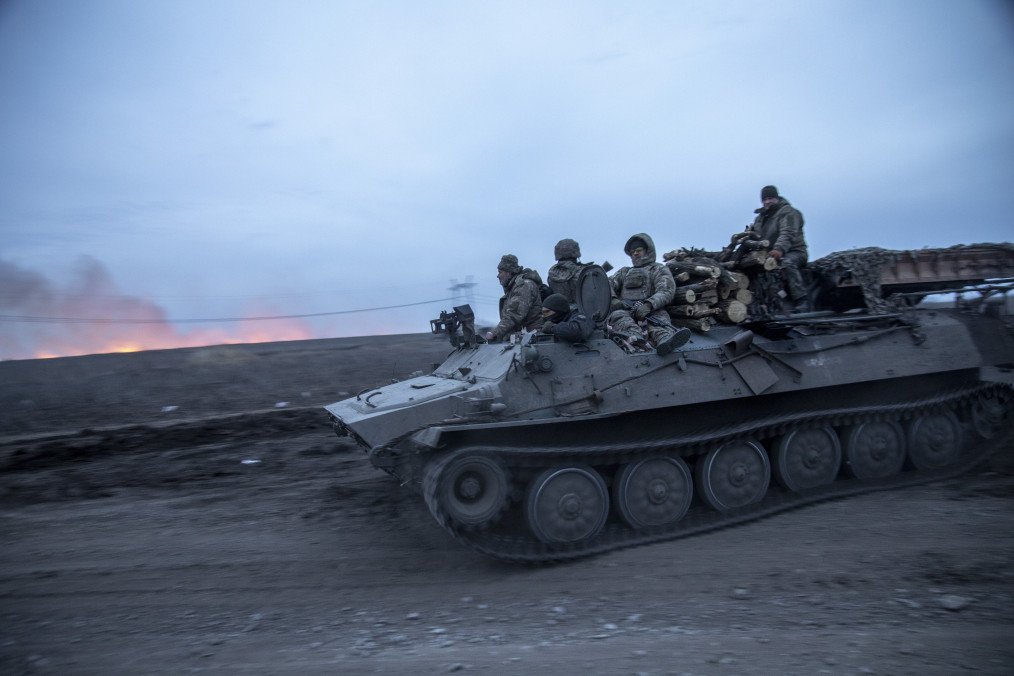 Ukrainian servicemen are seen on top of an armored carrier returning from the Semenivka battlefield near Avdiivka, Ukraine, March 4, 2024. (Source: Getty Images) Ukrainian servicemen are seen on top of an armored carrier returning from the Semenivka battlefield near Avdiivka, Ukraine, March 4, 2024. (Source: Getty Images)