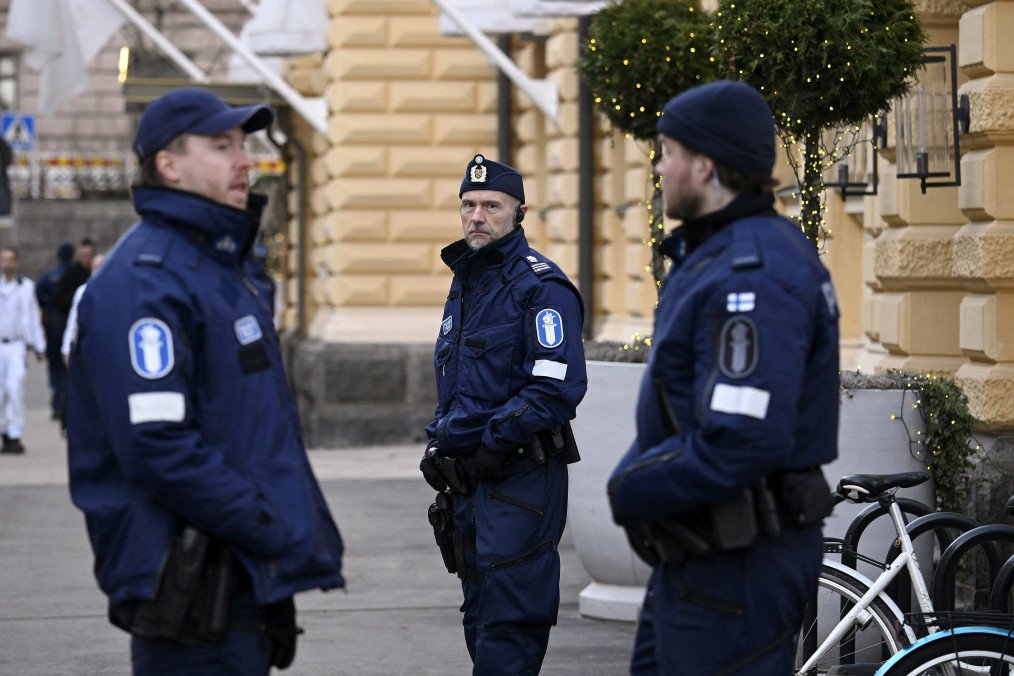 Police patrol outside the Maria Hotel in Cetral Helsinki. (Source: Getty Images)
