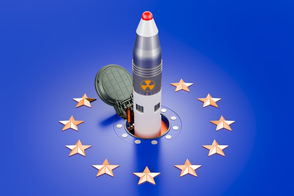 A conceptual illustration showing missile launches from underground silos against the backdrop of the European Union flag. (Photo: Getty Images)
