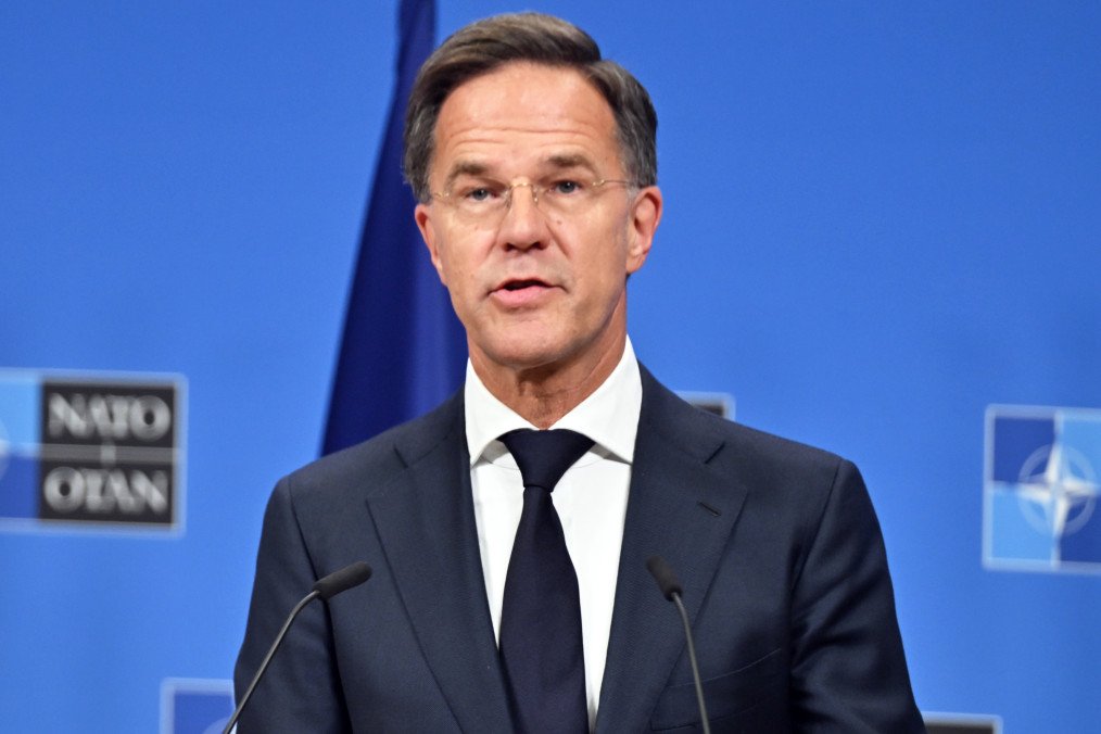 NATO Secretary General Mark Rutte and Lithuanian Prime Minister Mindaugas Sinkevicius hold a joint press conference at NATO Headquarters in Brussels, Belgium on September 29, 2026. (Source: Getty Images)
