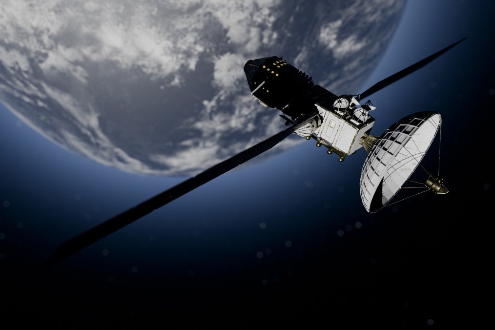 European Commission Pushes to Integrate Ukraine Into Key EU Space and Defense Initiatives Satellite orbits Earth against a backdrop of space and a sunlit horizon. Illustrtaive photo. (Source: Getty Images)