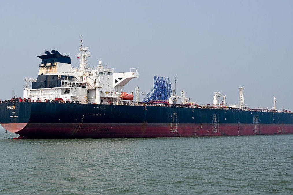 The Liberia-flagged crude oil tanker Shenlong Suezmax successfully docked at Mumbai Port after navigating the high-risk Strait of Hormuz on March 11, 2026 in Mumbai, India. (Source: Getty Images) The Liberia-flagged crude oil tanker Shenlong Suezmax successfully docked at Mumbai Port after navigating the high-risk Strait of Hormuz on March 11, 2026 in Mumbai, India. (Source: Getty Images)