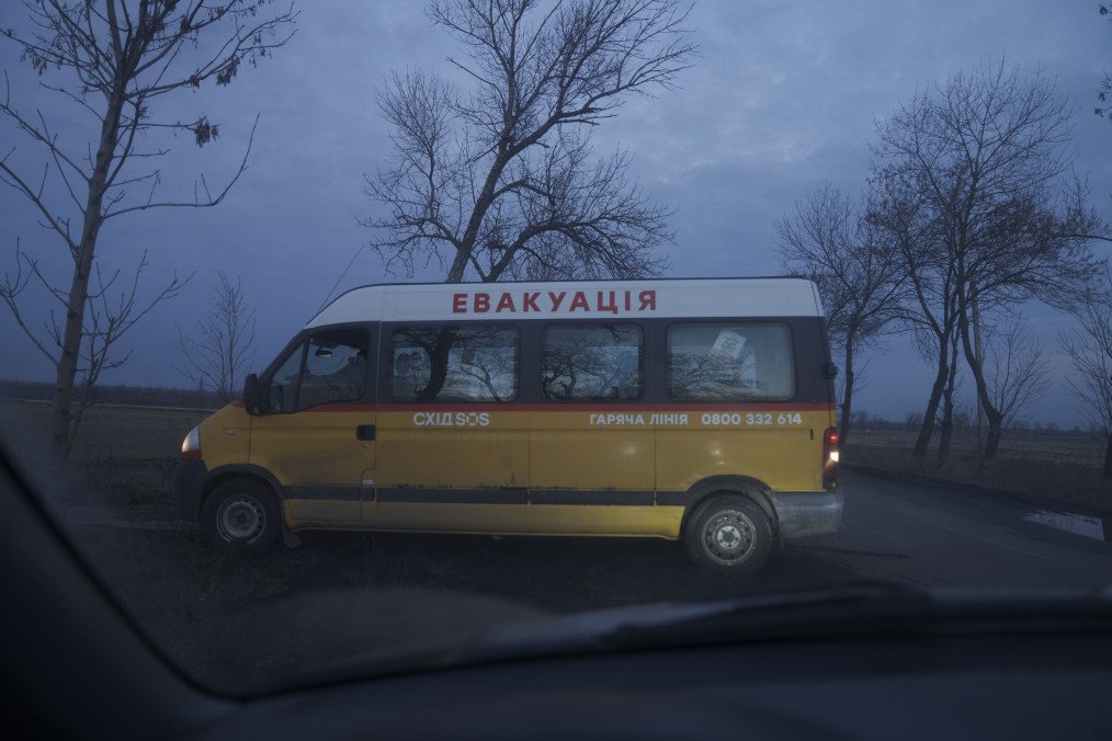 Civilians are evacuated with the support of volunteers from the humanitarian organization East-SOS during ongoing fighting in Pokrovke, Dnipropetrovsk region, Ukraine, on February 28, 2026. (Source: Getty Images)