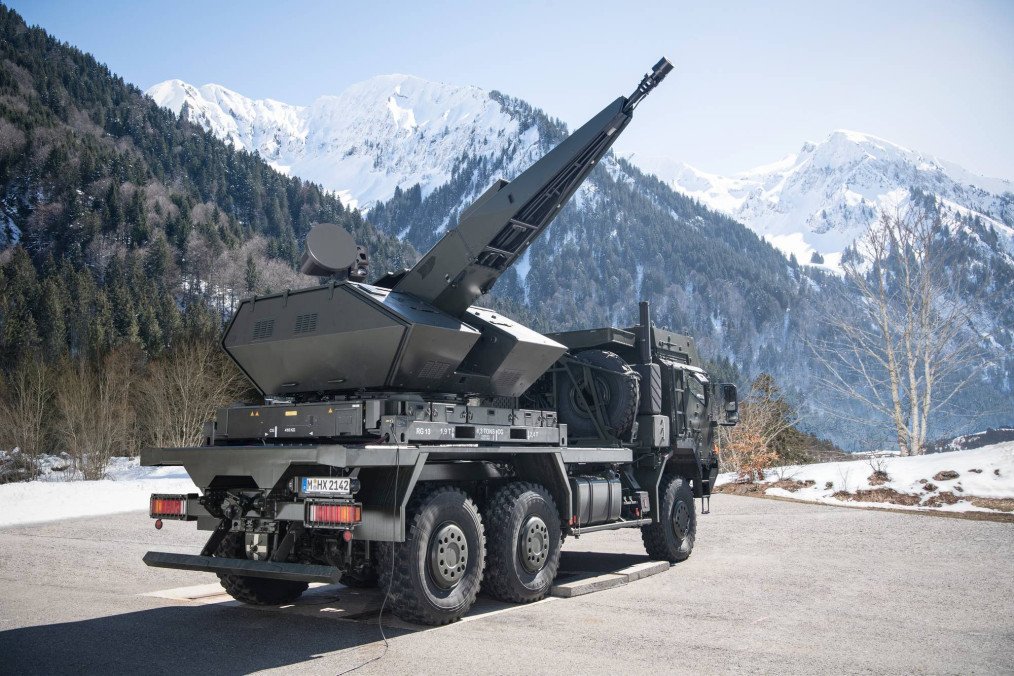 Truck-mounted Skynex air defense system. Truck-mounted Skynex air defense system.