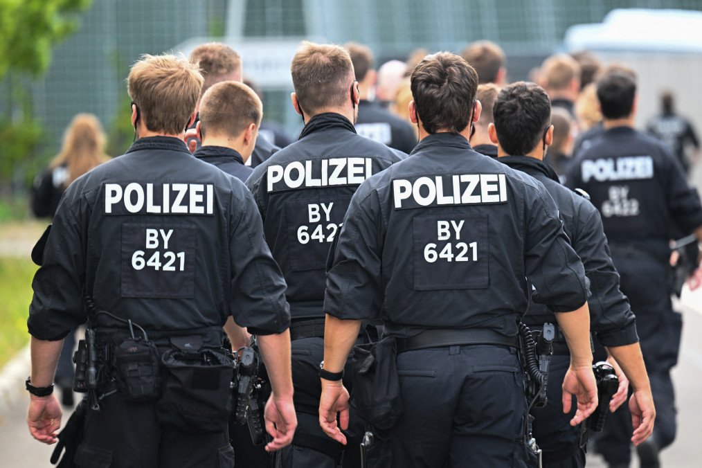 Police patrol around the fairgrounds in Erfurt, eastern Germany, on July 3, 2026. Police patrol around the fairgrounds in Erfurt, eastern Germany, on July 3, 2026.