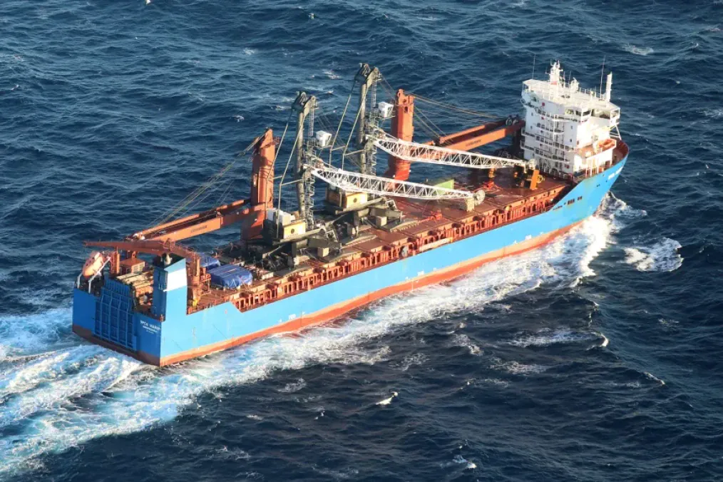 Russian cargo ship Ursa Major sailing through Portuguese waters in December 2024. (Source: Portuguese Air Force)