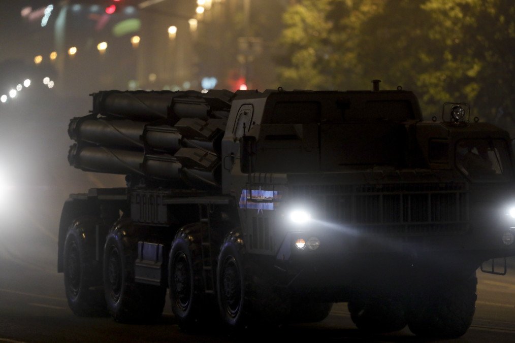 Russian BM-30 Smerch multiple rocket launcher during a Victory Day parade rehearsal in Moscow, June 17, 2020. (Source: Getty Images) Russian BM-30 Smerch multiple rocket launcher during a Victory Day parade rehearsal in Moscow, June 17, 2020. (Source: Getty Images)