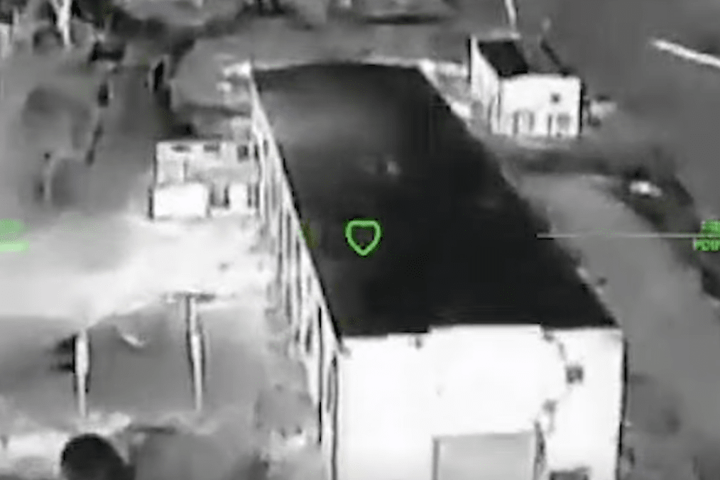 Aerial reconnaissance footage shows a targeted strike on a Russian military facility. (Source: Unmanned Systems Forces)