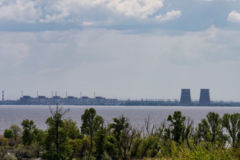 View of Zaporizhzhya Nuclear Power Plant from the right bank of the Dnipro River on May 14, 2023. (Source: Getty Images)