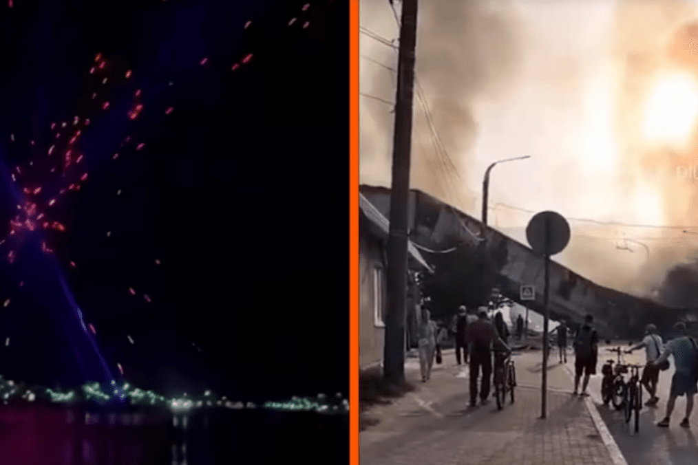 Four Russian Warships Damaged in Mass Ukrainian Strike on Novorossiysk Naval Base Attacks on Novorossiysk in the Krasnodar Territory of Russia. (Photo: Screenshots from the video/Radio Svoboda)