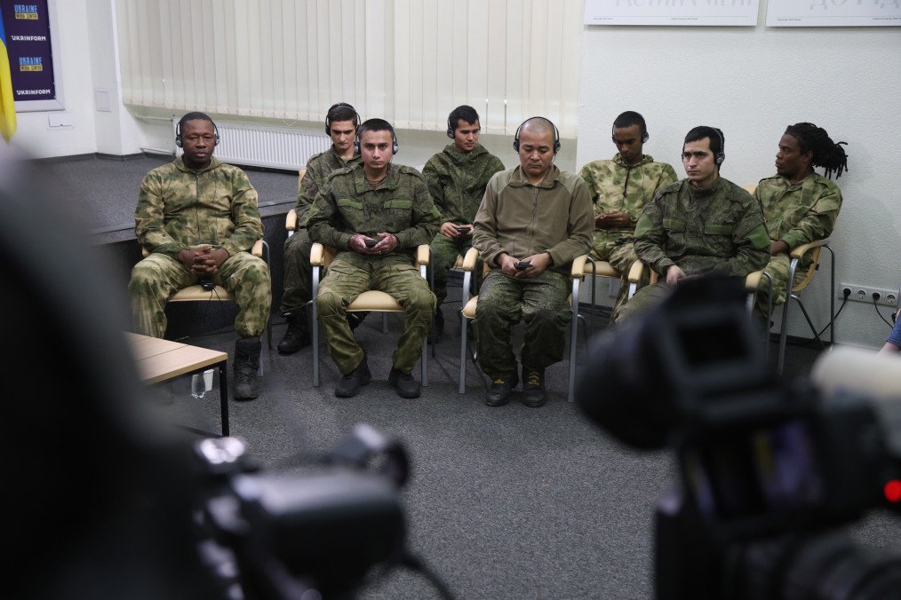Captured foreign recruits of the Russian army during press conference on March 15, 2024 in Kyiv, Ukraine. (Source: Getty Images)