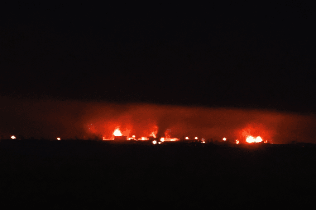 Fire at Russia’s Slavyansk-EKO oil refinery following a Ukrainian strike on September 13, 2026. (Source: HUR)