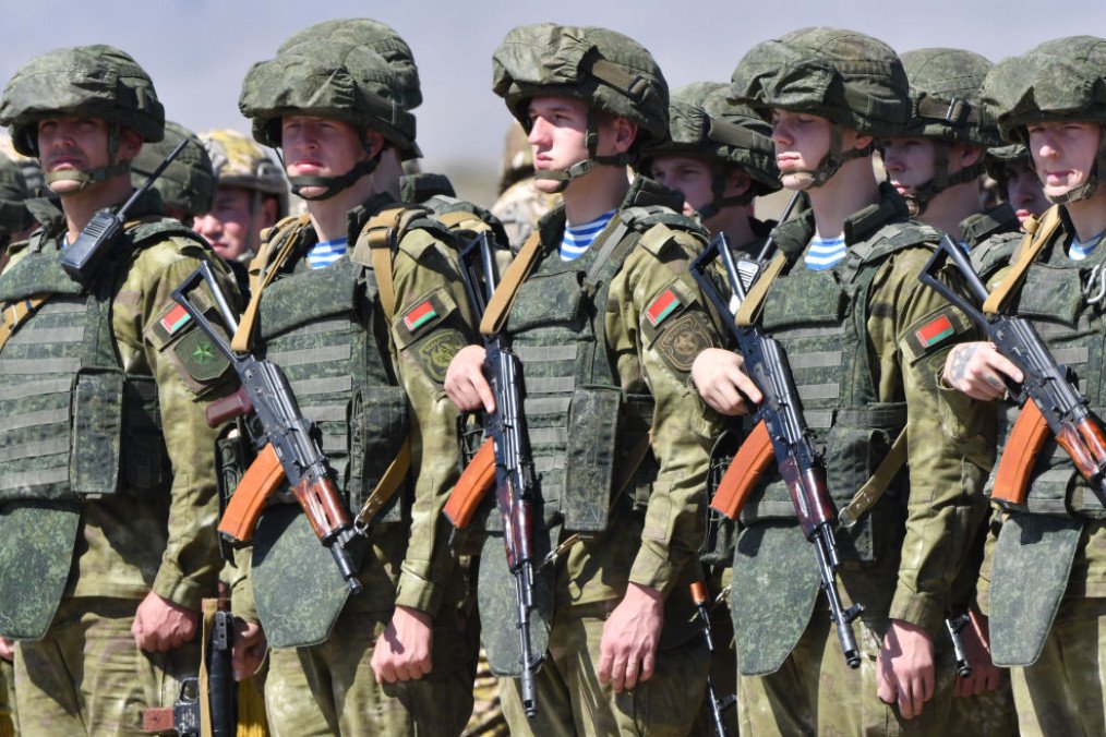 Belarus' armed forces at the Edelweiss training area in Balykchi, some 200 km from Bishkek, on September 11, 2024. (Source: Getty Images) Belarus' armed forces at the Edelweiss training area in Balykchi, some 200 km from Bishkek, on September 11, 2024. (Source: Getty Images)