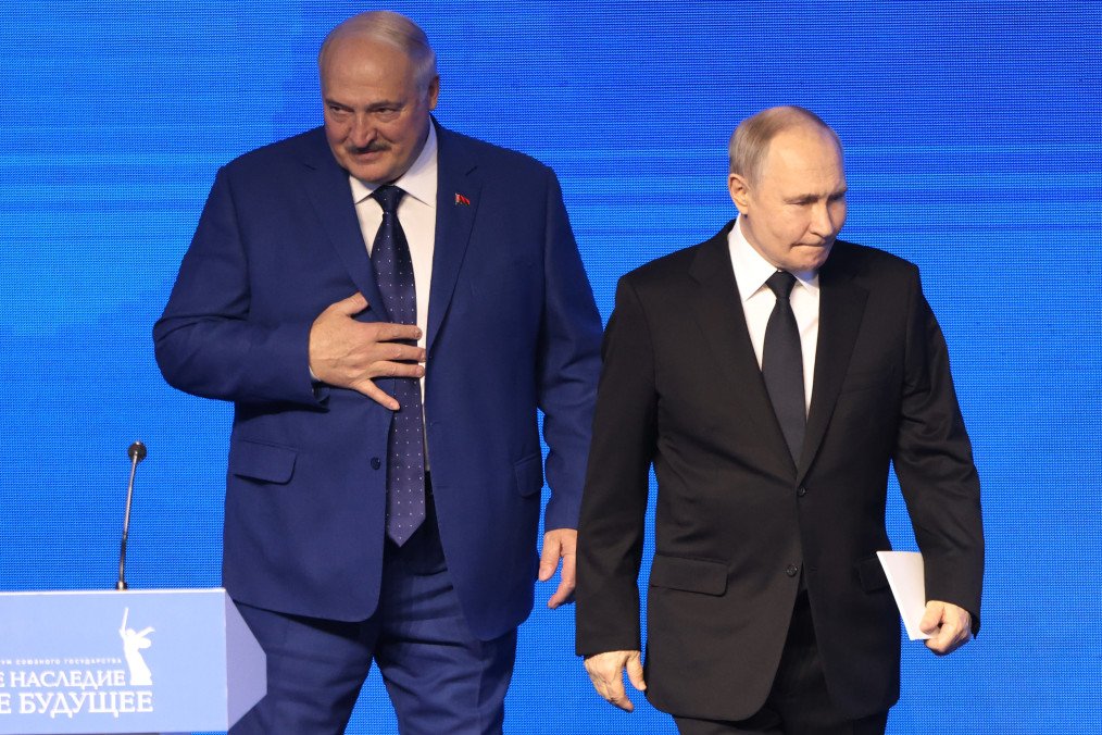 Russian leader Vladimir Putin (R) and his Belarusian counterpart Alexander Lukashenko (L) enter the hall during the Great Heritage – Common Future Forum on April 29, 2025, in Volgograd, Russia. (Source: Getty Images) Russian leader Vladimir Putin (R) and his Belarusian counterpart Alexander Lukashenko (L) enter the hall during the Great Heritage – Common Future Forum on April 29, 2025, in Volgograd, Russia. (Source: Getty Images)