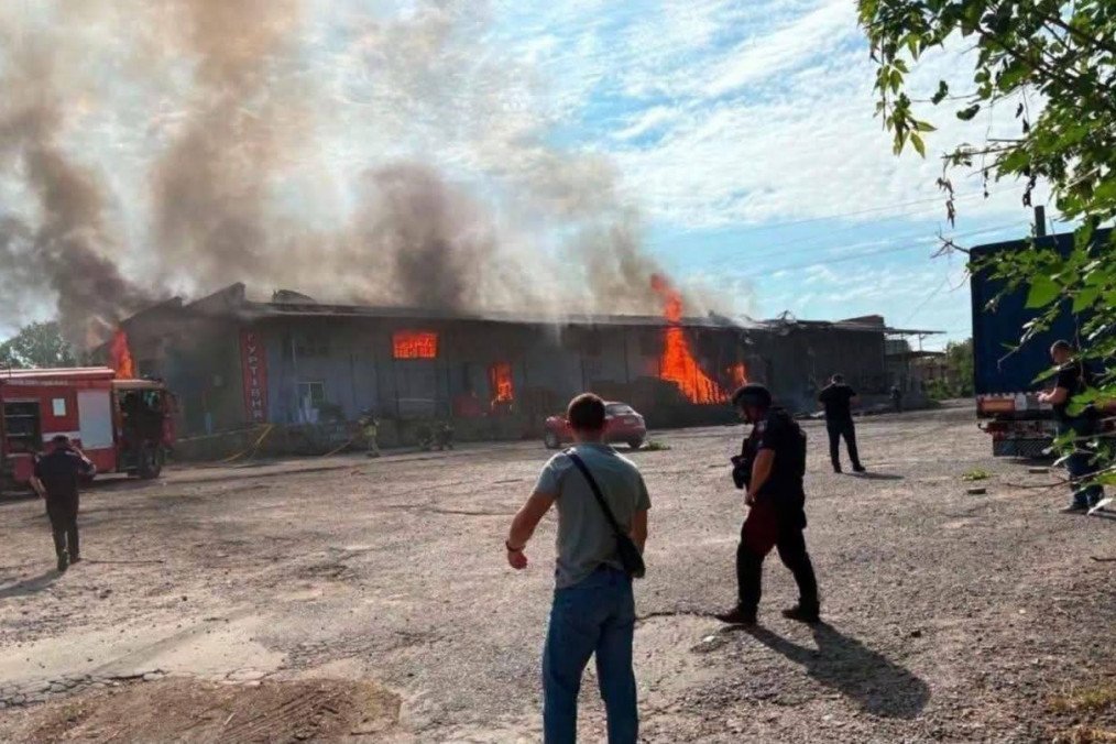 Fire engulfs a Nova Poshta branch after a Russian strike in Ukraine’s Vinnytsia region as emergency responders work at the scene on July 31, 2026. (Source: Vinnytsia Regional Military Administration) Fire engulfs a Nova Poshta branch after a Russian strike in Ukraine’s Vinnytsia region as emergency responders work at the scene on July 31, 2026. (Source: Vinnytsia Regional Military Administration)