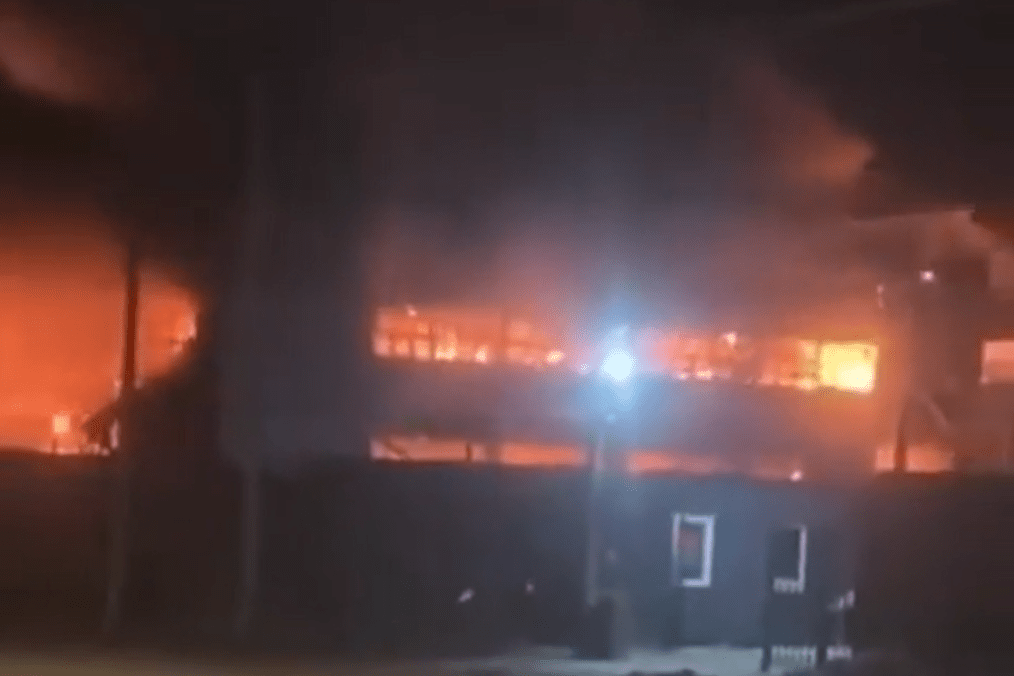 Aftermath of a drone strike on a Russian UAV production facility in Taganrog, January 13, 2025. (Source: Exilenova+)