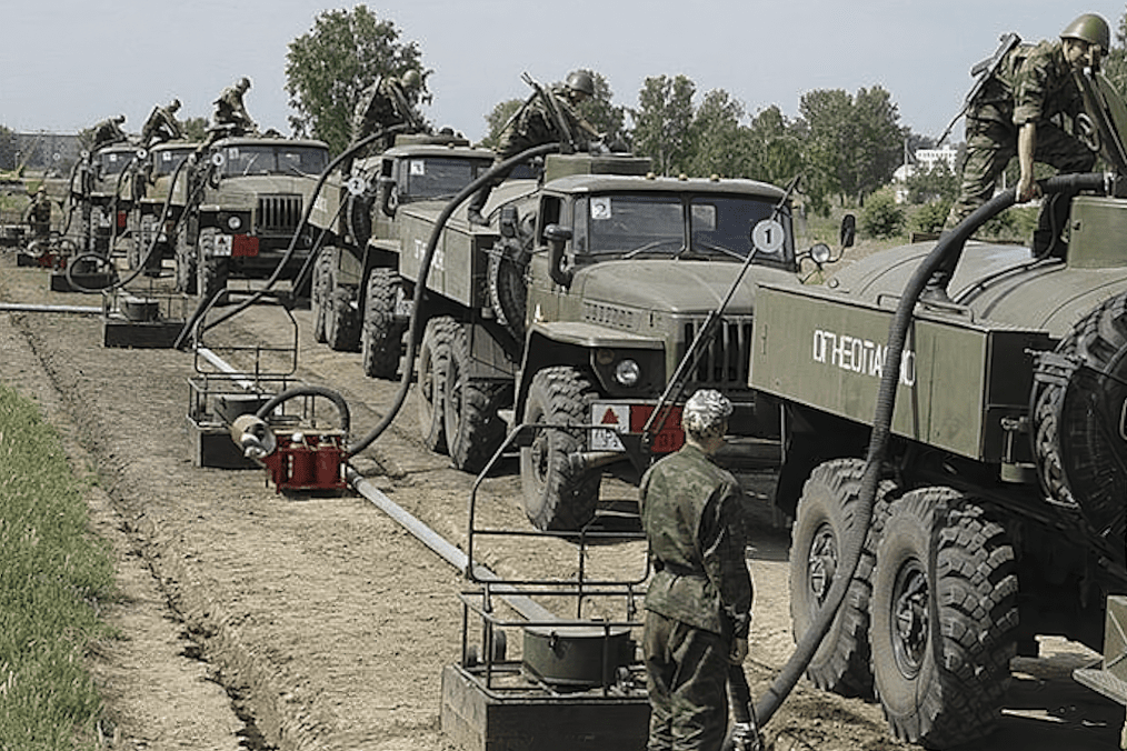 Illustrative photo of Russian military fuel tanker trucks during a field refueling operation. (Photo: open source)