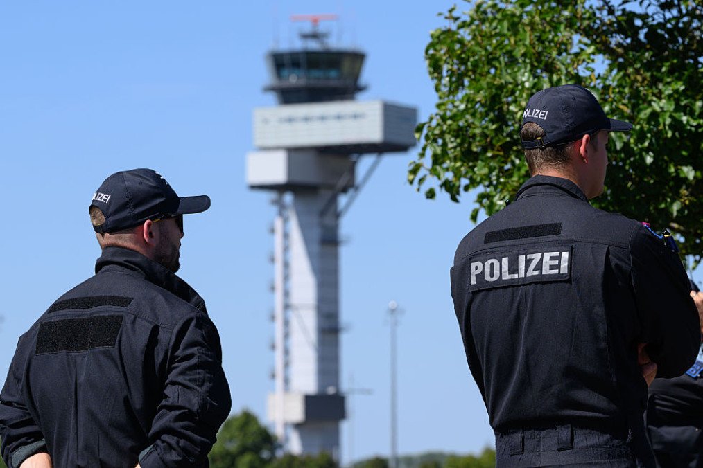 Police officers are searching for evidence at Leipzig/Halle Airport, following the drone incident that occurred on August 5. (Source: Getty Images) Police officers are searching for evidence at Leipzig/Halle Airport, following the drone incident that occurred on August 5. (Source: Getty Images)