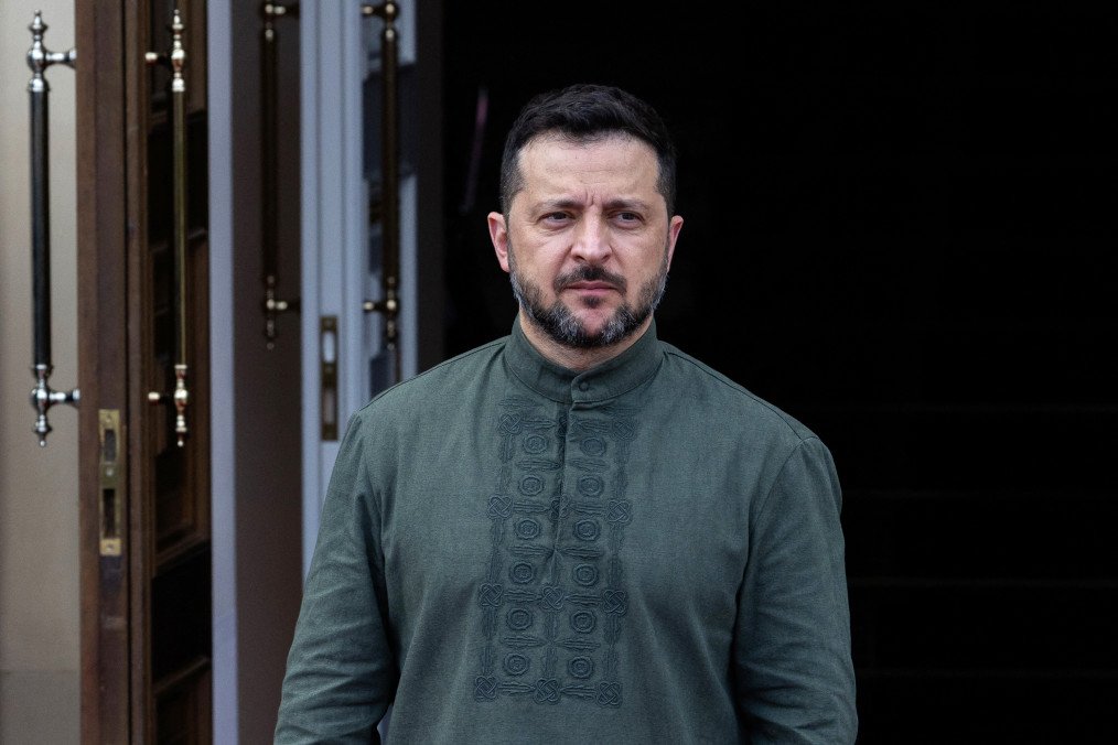 Ukrainian President Volodymyr Zelenskyy awaits international guests at the Nordic-Baltic Eight summit in Kyiv on August 23, 2026. (Source: Getty Images)