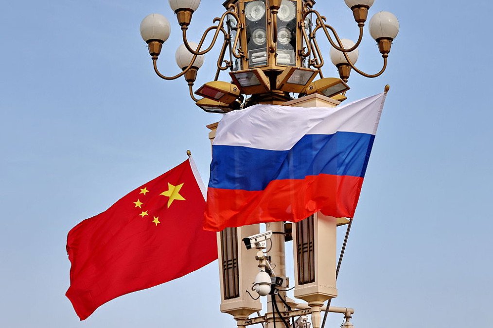 The national flags of China and Russia flutter at Tian’anmen Square on May 19, 2026 in Beijing, China. (Source: Getty Images)