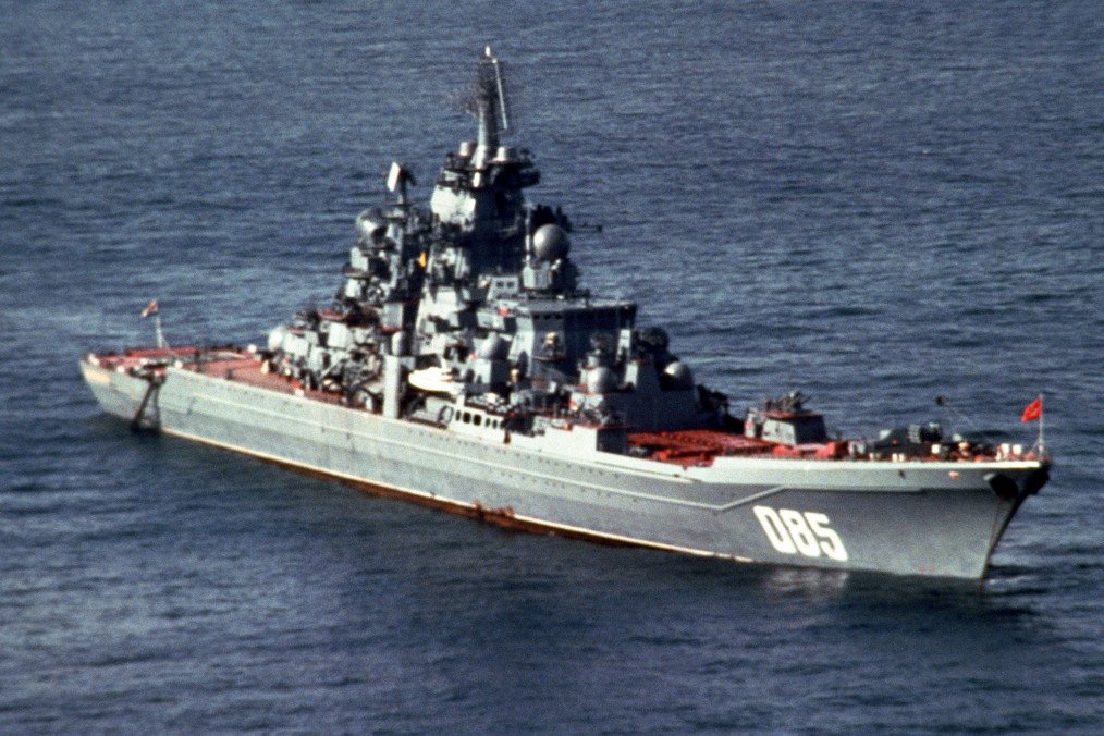 The Soviet Kirov-class nuclear-powered missile cruiser Kalinin, now known as Admiral Nakhimov, in 1991. (Source: Wikimedia Commons) The Soviet Kirov-class nuclear-powered missile cruiser Kalinin, now known as Admiral Nakhimov, in 1991. (Source: Wikimedia Commons)