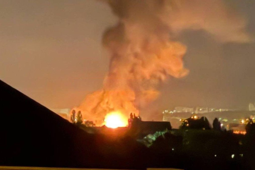 Fire burns at the Kerch ferry terminal in temporarily occupied Crimea following an overnight drone attack, July 4, 2026. (Source: Crimean Wind/Telegram) Fire burns at the Kerch ferry terminal in temporarily occupied Crimea following an overnight drone attack, July 4, 2026. (Source: Crimean Wind/Telegram)