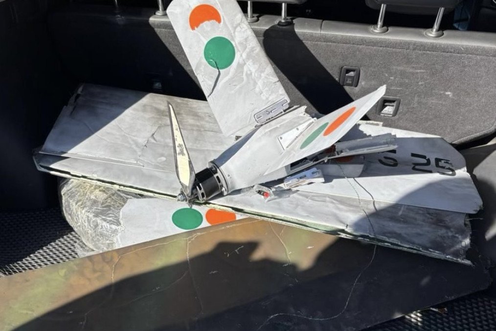 Remains of a Russian UAV displayed following recovery. (Source: Presidential adviser Vladyslav Vlasiuk)