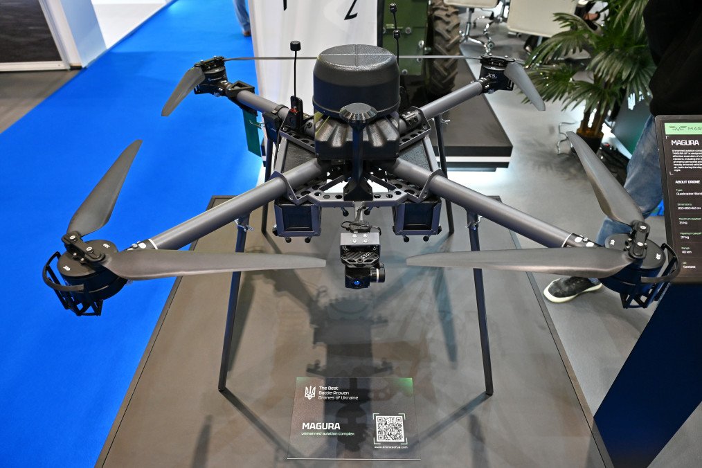 A Magura UAV, Unmanned Aerial Vehicle Drone is displayed at the Ukrainian Global Mark, Sky Defenders of Ukraine exhibition inLondon on September 30, 2025 in London, England. Illustrative photo. (Source: Getty Images)