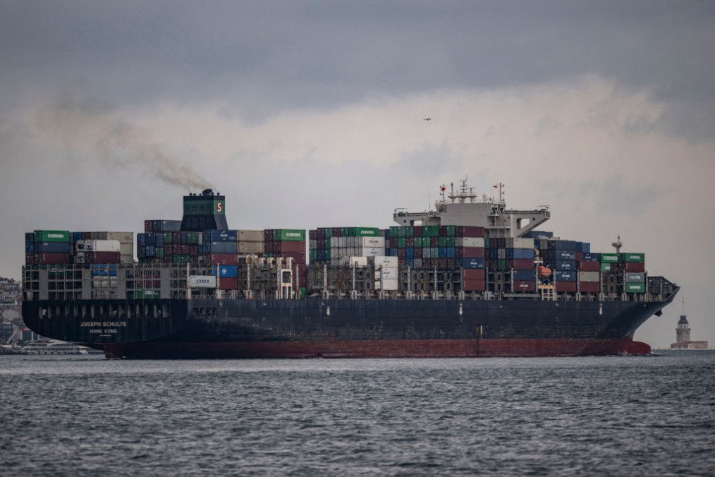 Hong-Kong-flagged container ship “Joseph Schulte” transits Bosphorus in Istanbul, on August 18, 2023. Illustrative image. (Source: Getty Images)