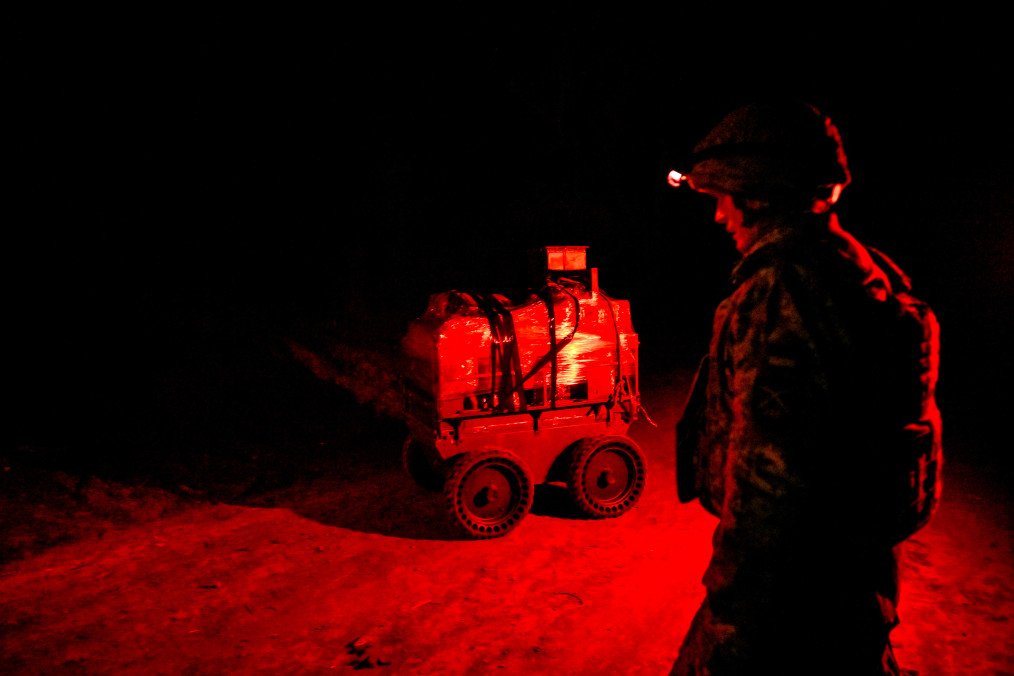 A serviceman of the unmanned and ground robotic systems unit of the 225th Separate Assault Regiment stands near a ground robotic system loaded with supplies for troops at positions, Ukraine, on March 10, 2026(Source: Getty Images) A serviceman of the unmanned and ground robotic systems unit of the 225th Separate Assault Regiment stands near a ground robotic system loaded with supplies for troops at positions, Ukraine, on March 10, 2026(Source: Getty Images)