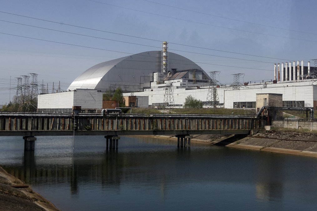 The New Safe Confinement covering Reactor No. 4 at the Chornobyl Nuclear Power Plant, April 26, 2019. (Source: Getty Images)