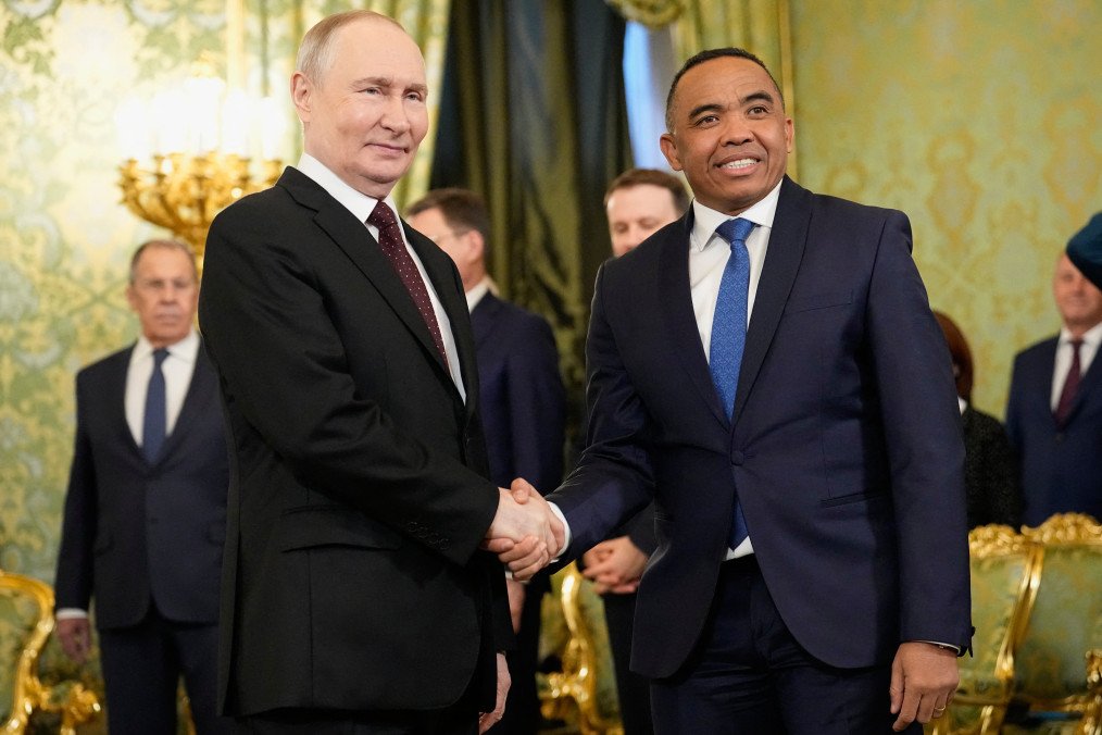 Russian leader Vladimir Putin meets Madagascar’s President Randrianirina at the Grand Kremlin Palace in Moscow, February 19, 2026. (Source: Getty Images)