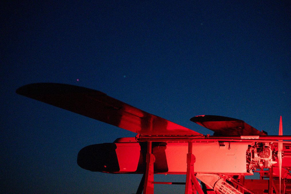 Ukrainian long-range drones prepared for launch by servicemen of the 9th Kairos Battalion of the “Madyar’s Birds” from an undisclosed location in Ukraine, on May 16, 2026. (Source: Getty Images)