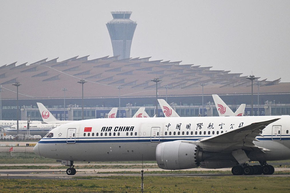 An Air China Boeing 787-9 Dreamliner taxis to a runway before takeoff at Beijing Capital Airport in Beijing on May 9, 2026. (Source: Getty Images)