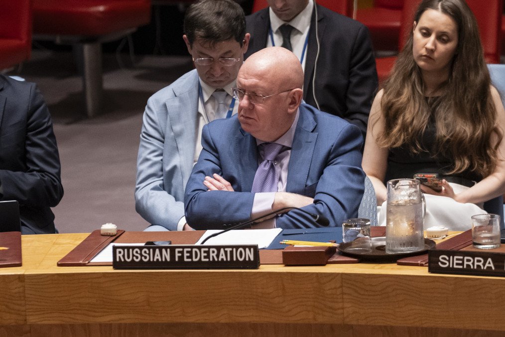 Ambassador Vassily Nebenzia of Russia attends Security Council meeting at UN Headquarters. (Source: Getty Images)