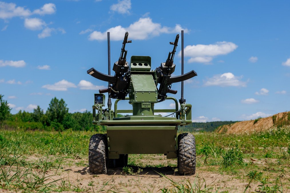 Sabre K-2 remotely operated combat module on an unmanned ground vehicle during the Tech Force in UA Demo Day, July 27, 2026.