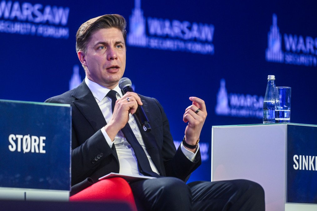 Lithuanian Prime Minister Mindaugas Sinkevičius attends the Warsaw Security Forum in Warsaw, Poland, on October 12, 2026. (Source: Getty Images)