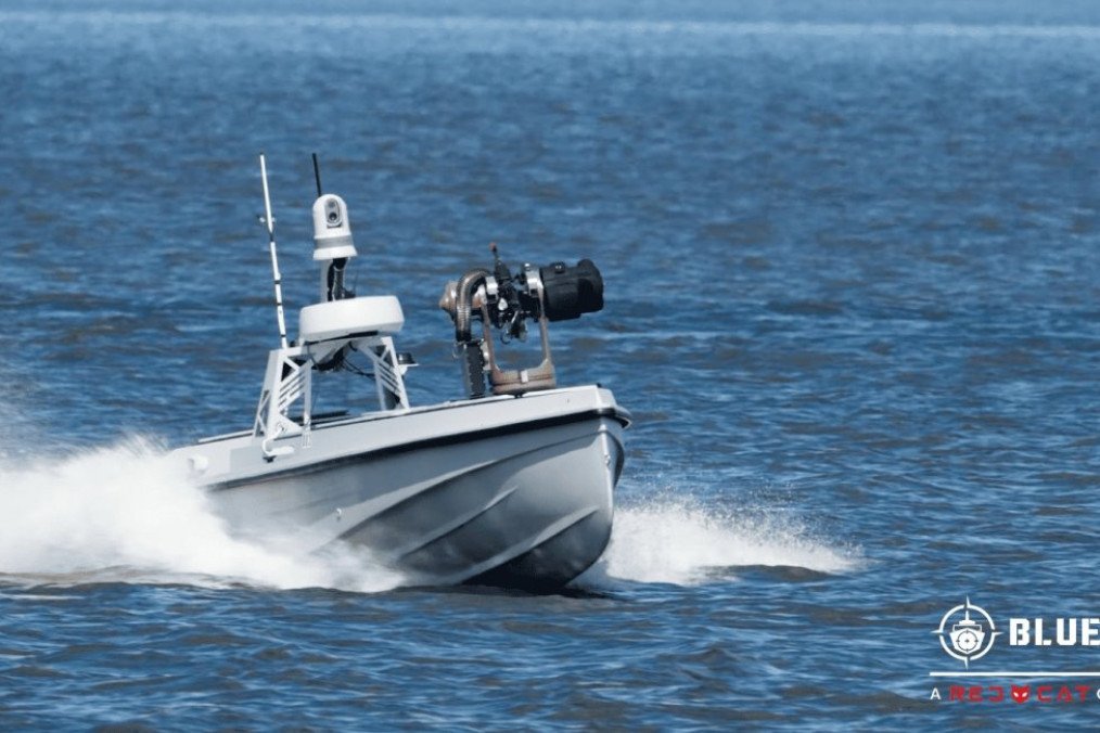 Ukrainian Variant 7 naval drone shown in a screenshot from a Blue Ops video. (Source: Blue Ops)