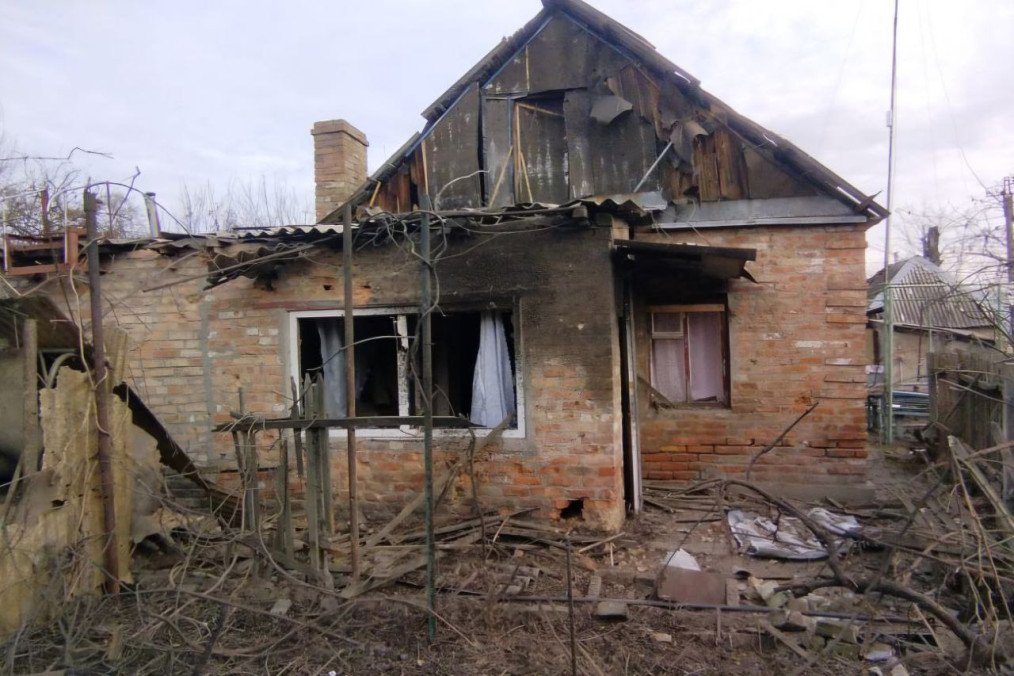 A residential house in the Dnipropetrovsk region lies in ruins following Russian shelling on February 6. (Source: Oleksandr Hanja/Telegram)