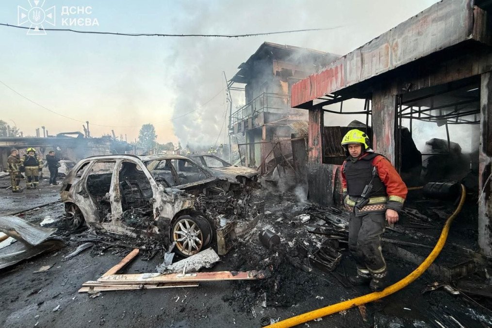 A firefighter works at the site of damage following a Russian attack on Kyiv, Ukraine on October 7, 2026. (Source: State Emergency Service of Ukraine) A firefighter works at the site of damage following a Russian attack on Kyiv, Ukraine on October 7, 2026. (Source: State Emergency Service of Ukraine)