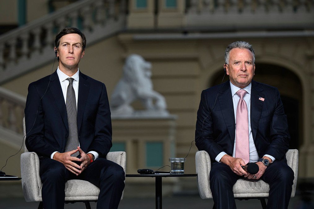 US President’s Special Envoy Steve Witkoff and Jared Kushner attend a joint press conference with Ukrainian President Volodymyr Zelensky in Kyiv, Ukraine, on September 6, 2026. (Source: Getty Images)