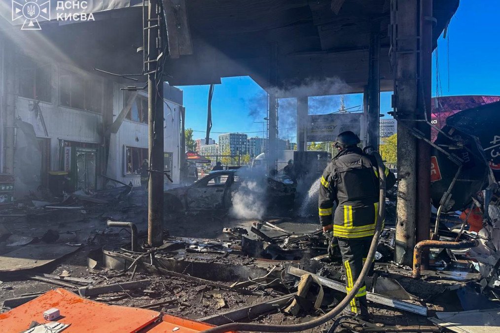 Emergency crews respond to damage at an Ukrnafta gas station in Kyiv following a Russian drone attack on September 10, 2026. (Source: State Emergency Service of Ukraine) Emergency crews respond to damage at an Ukrnafta gas station in Kyiv following a Russian drone attack on September 10, 2026. (Source: State Emergency Service of Ukraine)