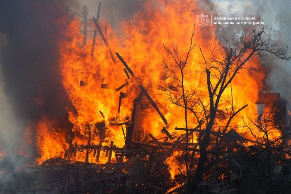 A house burns after a Russian guided aerial bomb strike on Zaporizhzhia on July 13, 2026. The attack injured seven people, including a four-year-old girl. (Source: Zaporizhzhia Regional Military Administration) A house burns after a Russian guided aerial bomb strike on Zaporizhzhia on July 13, 2026. The attack injured seven people, including a four-year-old girl. (Source: Zaporizhzhia Regional Military Administration)