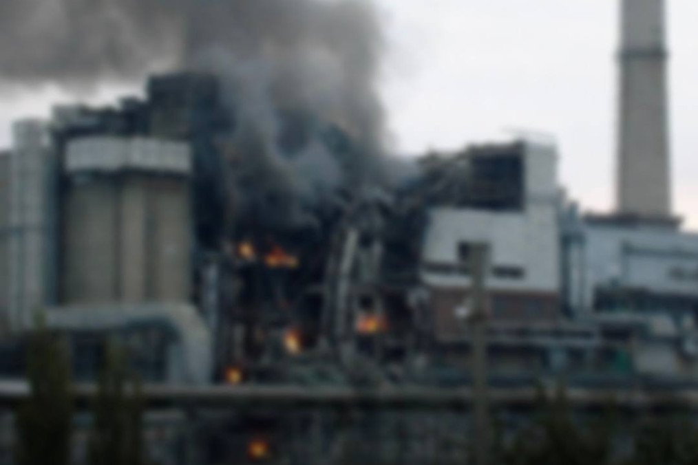 Damage and fire at the Kherson Combined Heat and Power Plant following a Russian guided aerial bomb strike on August 26, 2026. (Source: Naftogaz Group)