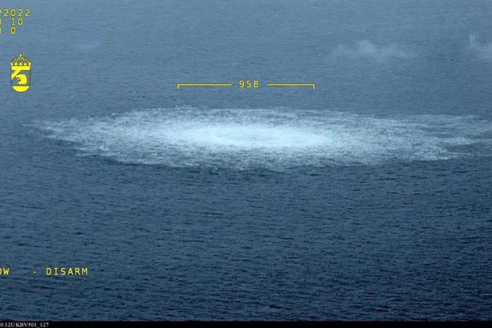 Gas emanating from a leak on the Nord Stream 2 gas pipeline in the Baltic Sea on September 27, 2022. (Source: Getty Images) Gas emanating from a leak on the Nord Stream 2 gas pipeline in the Baltic Sea on September 27, 2022. (Source: Getty Images)