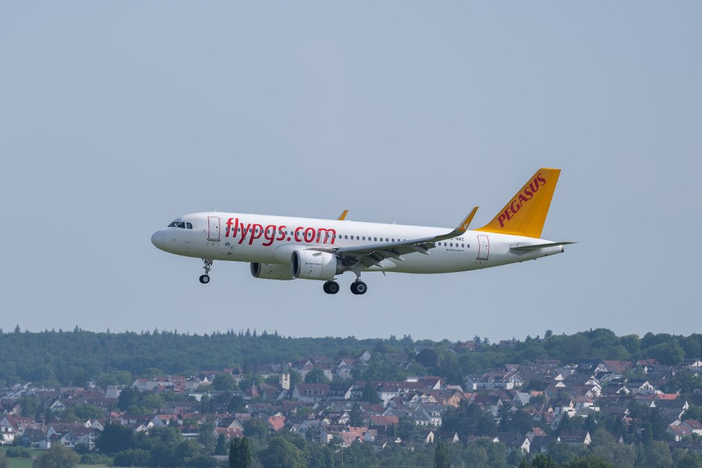 Pegasus Airlines Airbus A320neo approaches Stuttgart Airport in Germany on May 24, 2026. (Source: Getty Images)