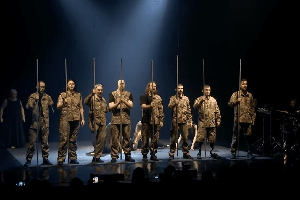 A scene from the performance at Veterans Theatre. (Source: Reuters/YouTube)