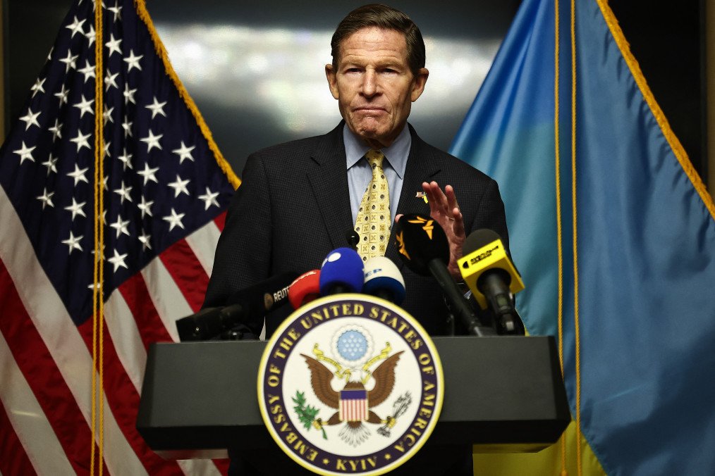 US Senator Richard Blumenthal speaks at a press conference following a meeting with Ukraine’s President Volodymyr Zelenskyy in Kyiv on February 16, 2026. US Senator Richard Blumenthal speaks at a press conference following a meeting with Ukraine’s President Volodymyr Zelenskyy in Kyiv on February 16, 2026.