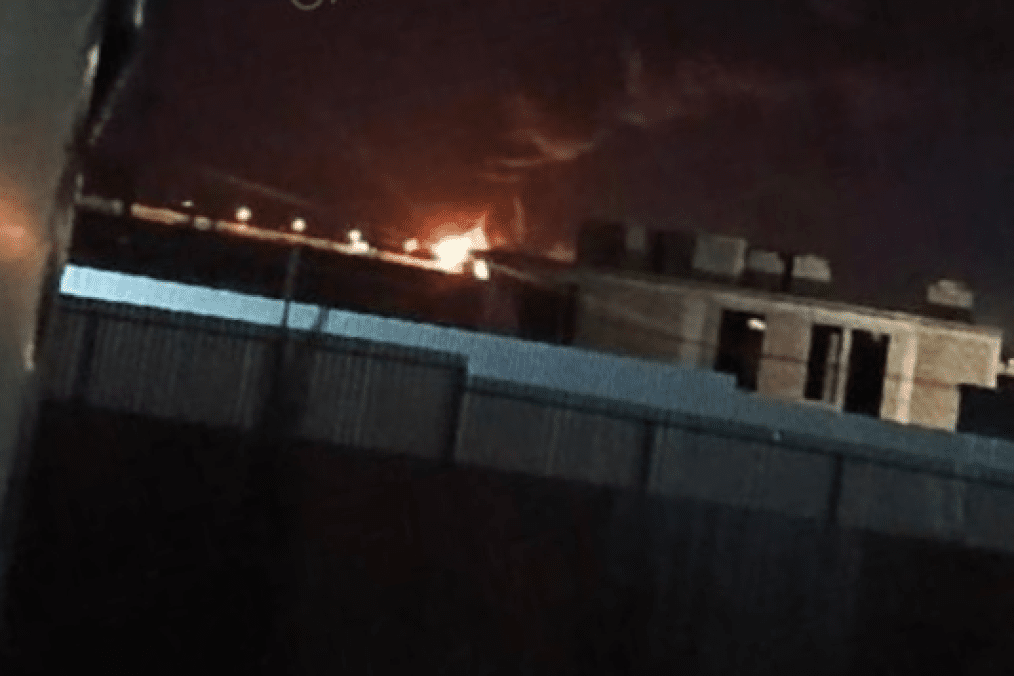 A large fire in Russia’s Black Sea port of Taman, January 22, 2026. (Source: Exilenova+)