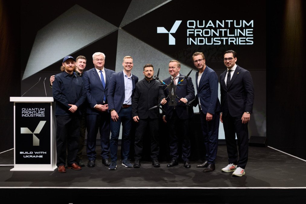 Ukrainian President Volodymyr Zelenskyy, during his visit to Quantum Frontline Industries, a German-Ukrainian joint defense venture in Germany, on February 13, 2026. (Source: ZelenskyyUa/X)